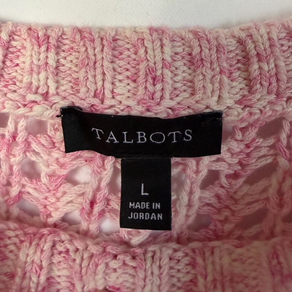 Talbots Open Stitch pastel striped cotton sweater - Picture 5 of 9